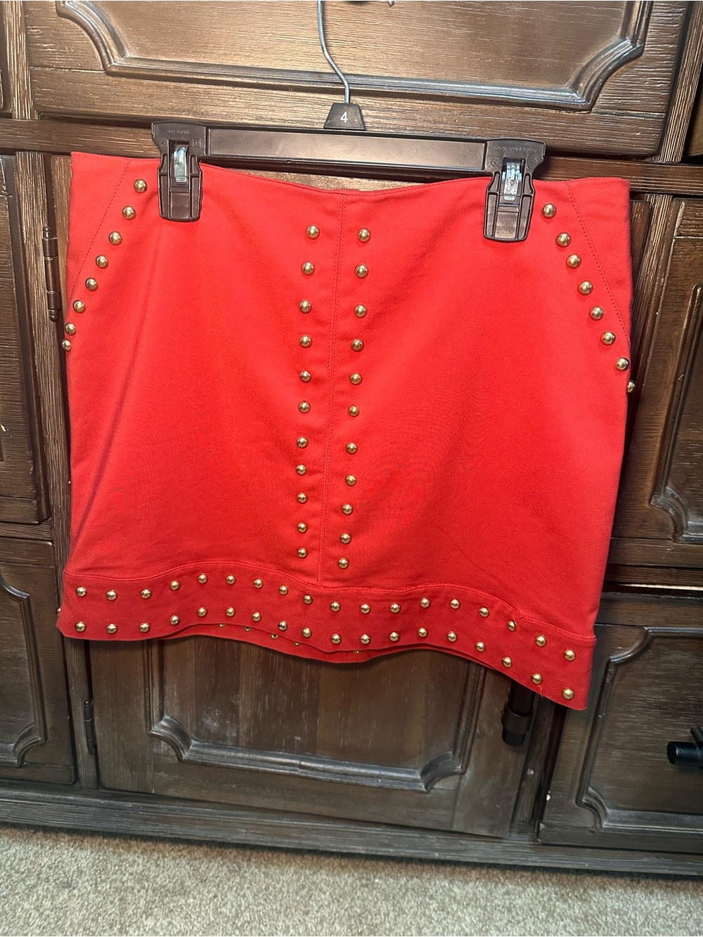 Gianni Bini Rust Red Studded Mini Skirt - Size Small